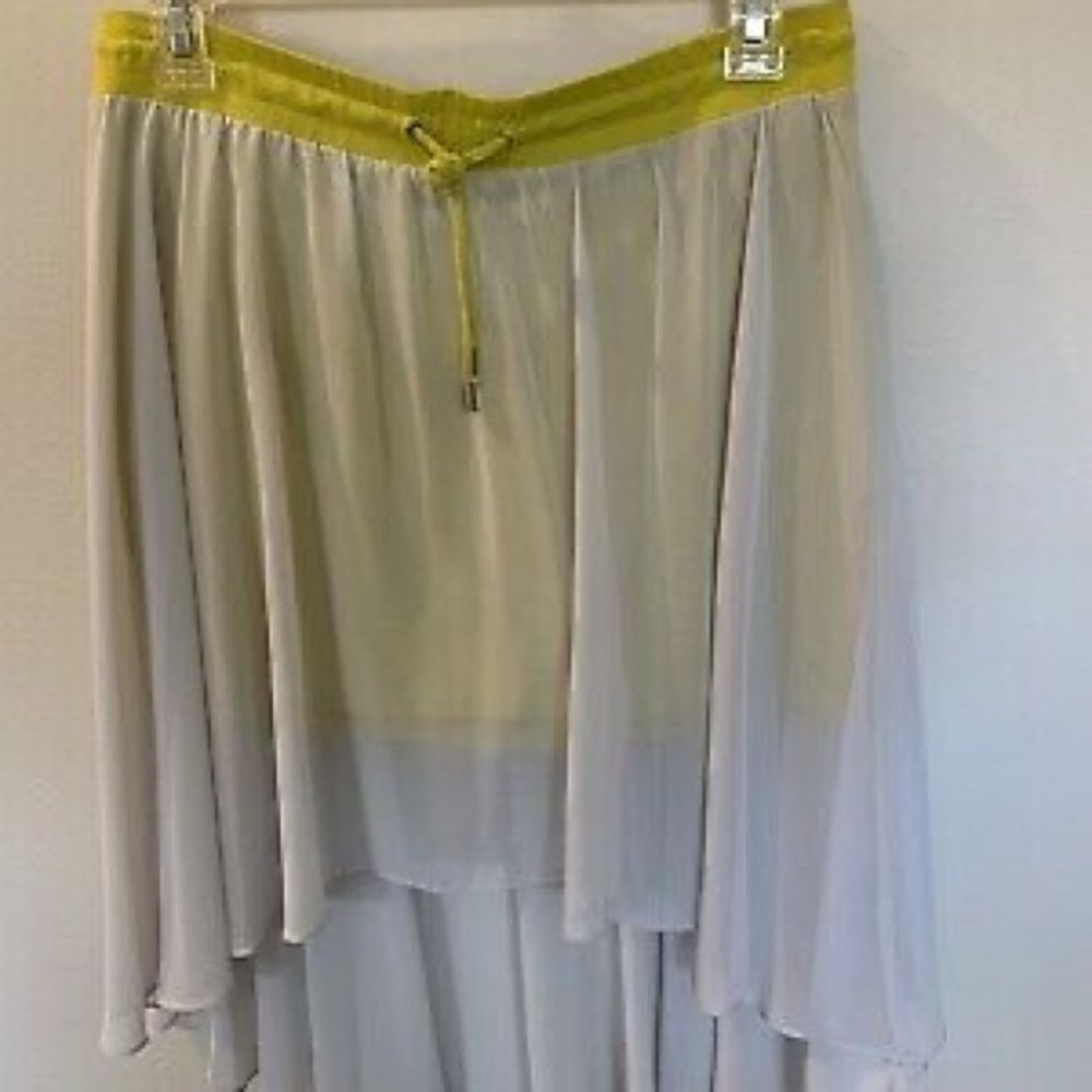 A/X Armani Exchange woman skirt size 4 grey‎ Chiffon yellow Mini Skirt High Low